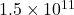 1.5 \times 10^{11}