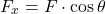 \[F_x = F \cdot \cos {\theta}\]