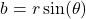 \[ b = r \sin(\theta) \]