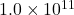 1.0 \times 10^{11}