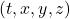 (t, x, y, z)