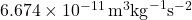 6.674 \times 10^{-11} \, \text{m}^3 \text{kg}^{-1} \text{s}^{-2}
