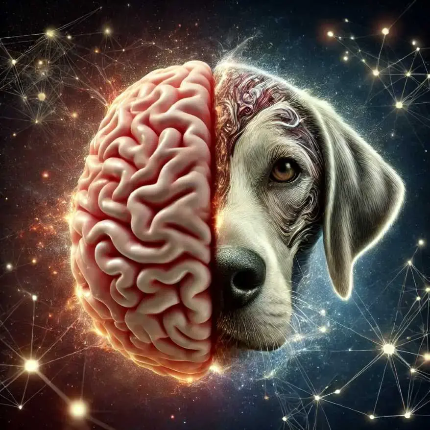 Image showing the relative size of the cerebellum in human and animal brains.