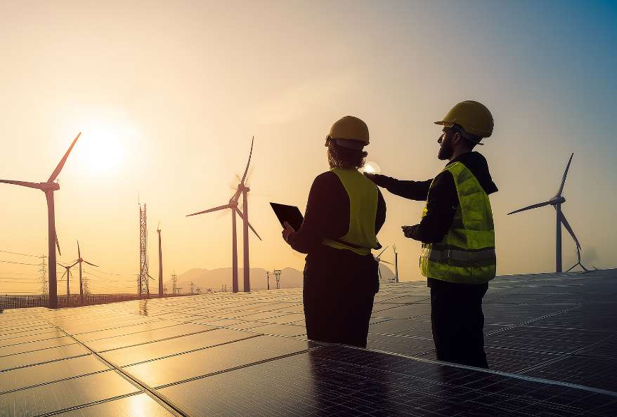 Engineers Overseeing Renewable Energy Infrastructure