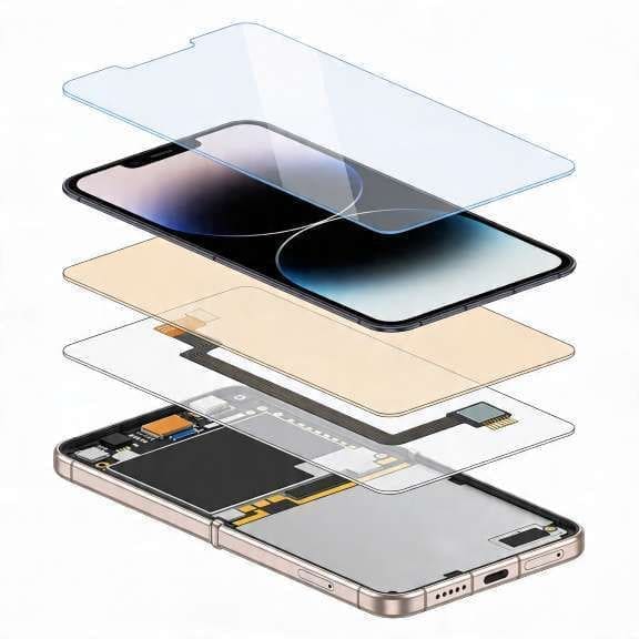 Optical adhesive in iPhone fold