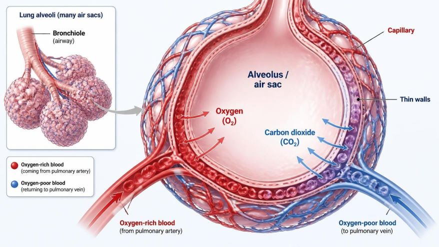 Capillaries in Alveoli