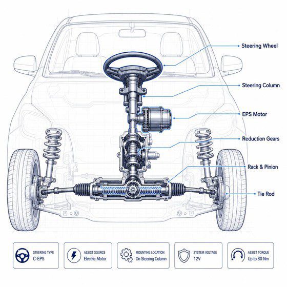 Column Electric Power Steering (C-EPS) architecture for autonomous vehicles