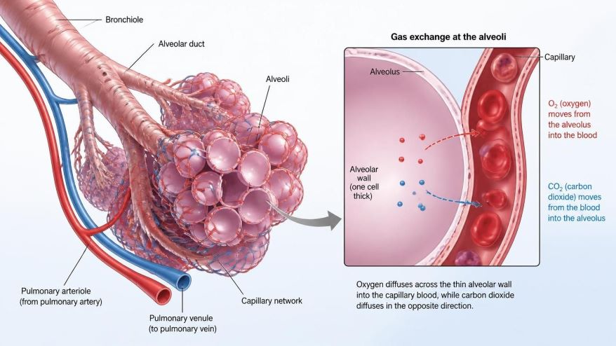 gas exchange in alveoli