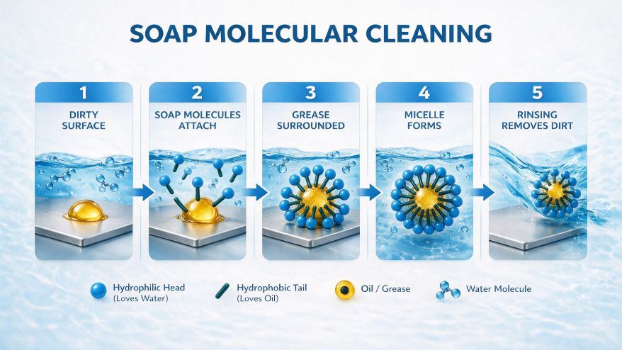 Step by Step- How Soap Cleans
