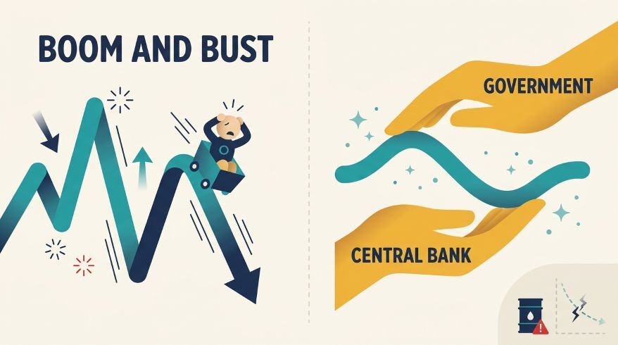 Rollercoaster economy line flattened by government and central bank hands, as 2026 Nobel economics work explains